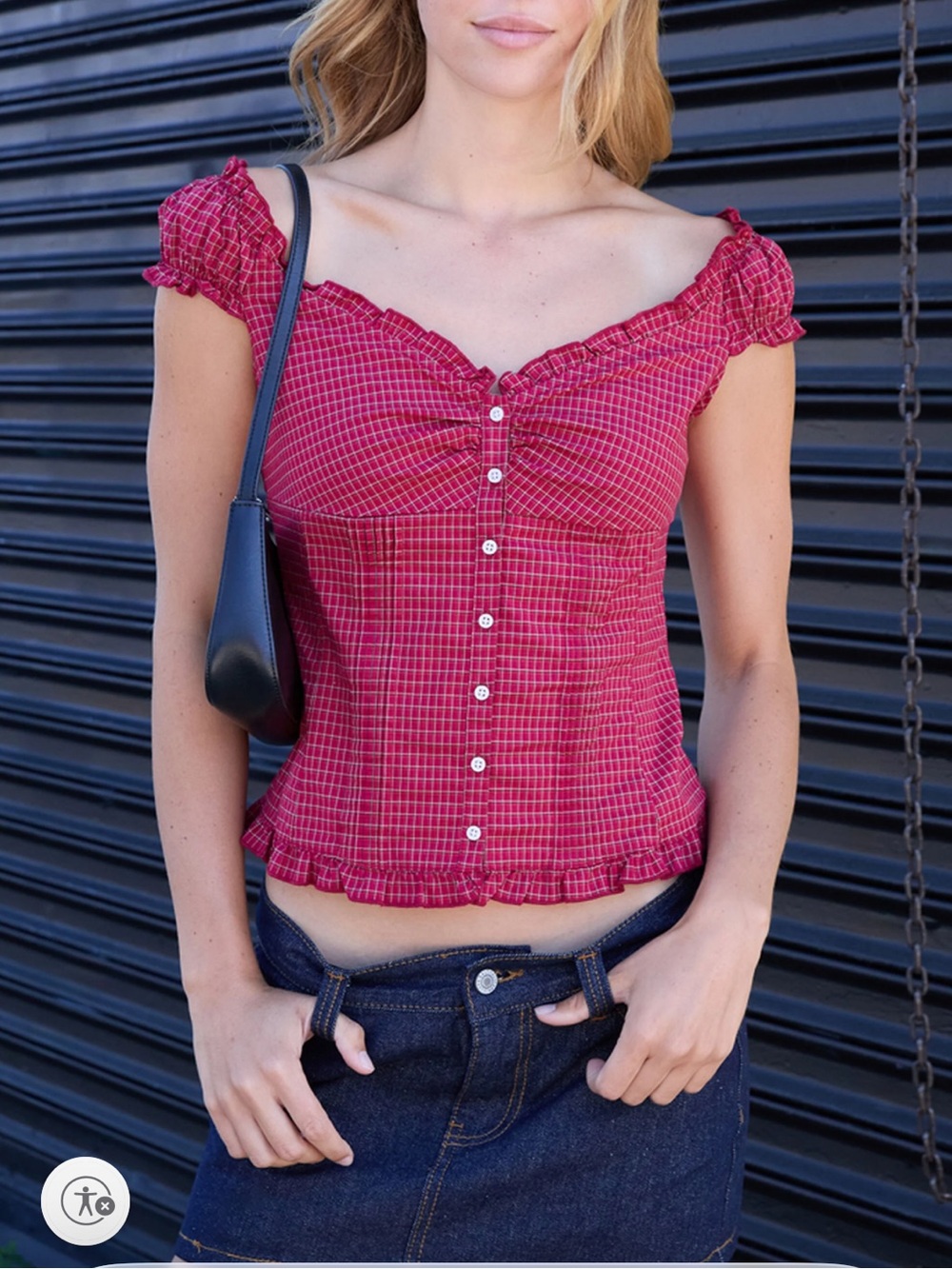 Brandy Melville Red Plaid Elena Crop Top